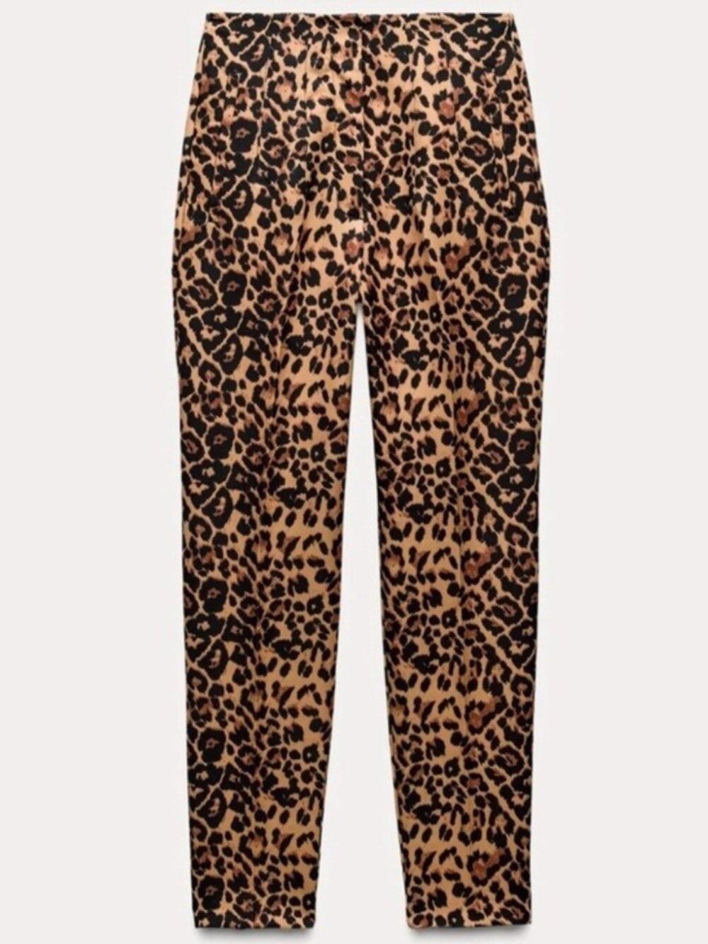Zara High Waisted Leopard Print Straight Leg Ankle Pants Size Large NWOT